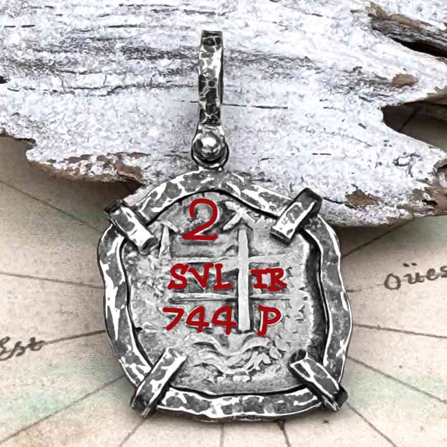 1744 Pirate Era Spanish 2 Reale &quot;Piece of Eight&quot; Sterling Silver TORTUGA COLLECTION Pendant