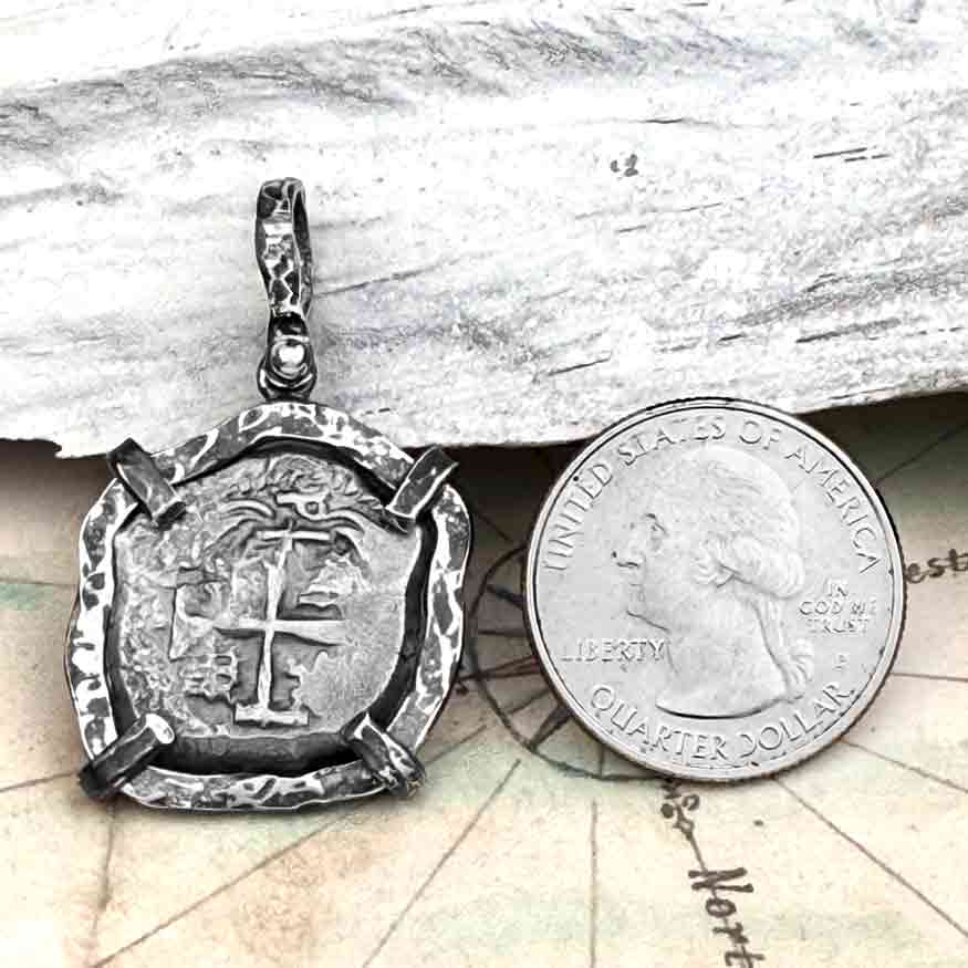 1744 Pirate Era Spanish 2 Reale &quot;Piece of Eight&quot; Sterling Silver TORTUGA COLLECTION Pendant