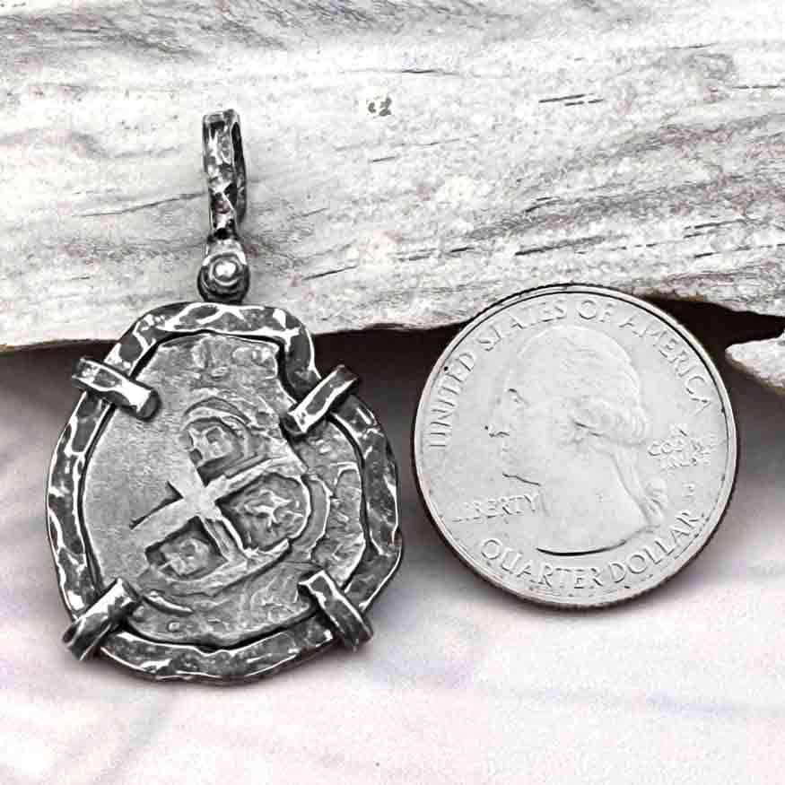 1766 Pirate Era Spanish 2 Reale &quot;Piece of Eight&quot; Sterling Silver TORTUGA COLLECTION Pendant