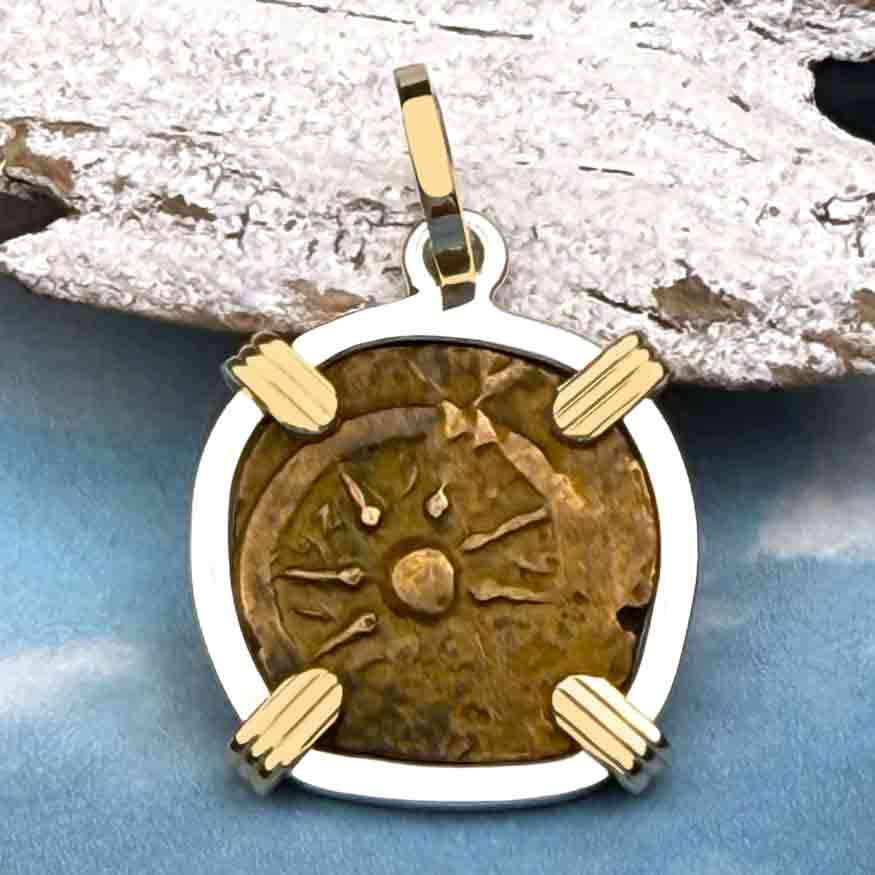 Biblical Widow&#39;s Mite 14K Gold and Sterling Silver Pendant