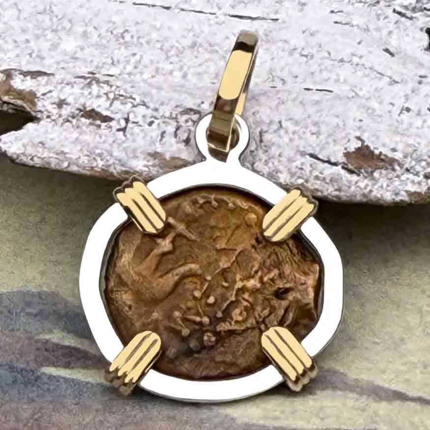 Biblical Widow&#39;s Mite 14K Gold and Sterling Silver Pendant