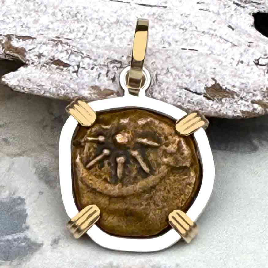 Biblical Widow&#39;s Mite 14K Gold and Sterling Silver Pendant