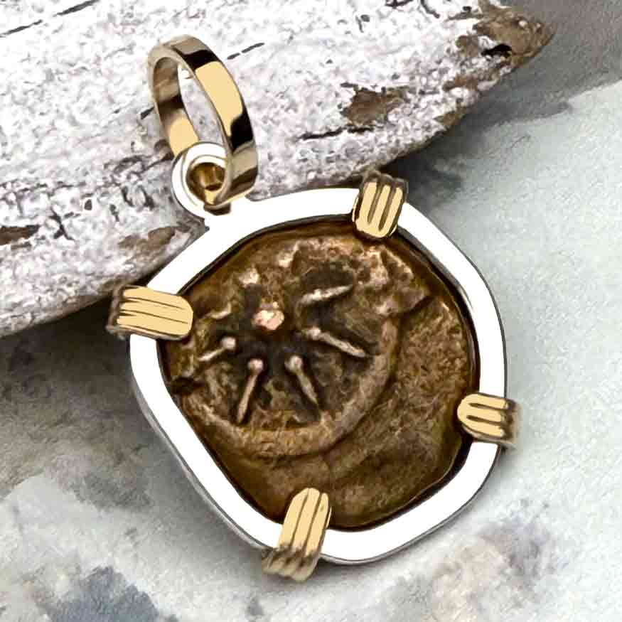 Biblical Widow&#39;s Mite 14K Gold and Sterling Silver Pendant