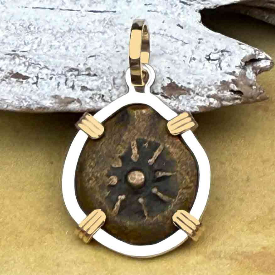 Biblical Widow&#39;s Mite 14K Gold and Sterling Silver Pendant