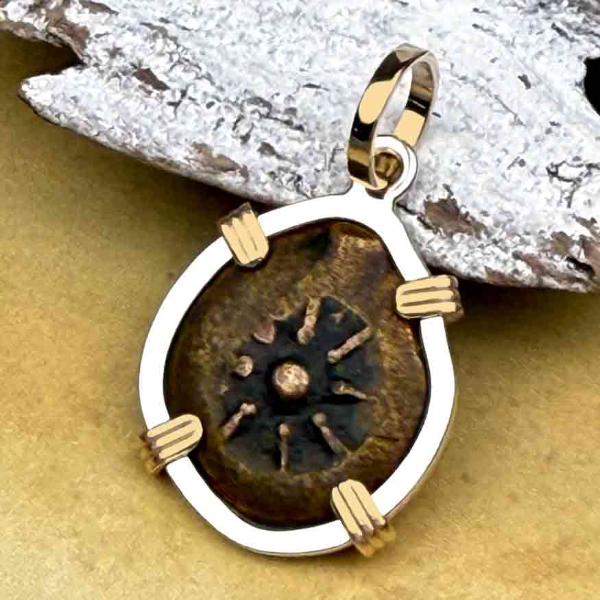 Biblical Widow&#39;s Mite 14K Gold and Sterling Silver Pendant