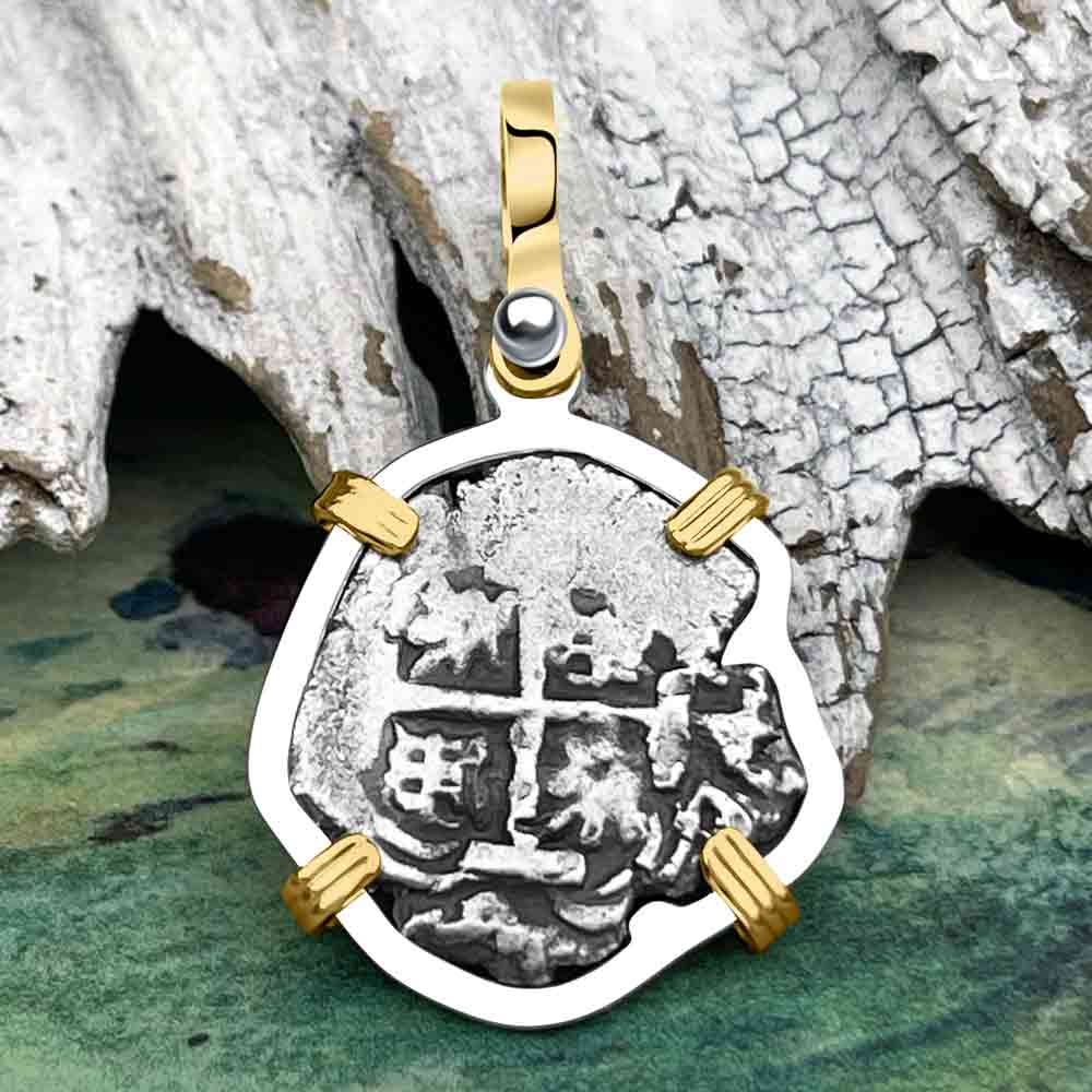 Princess Louisa Shipwreck 1742 1 Reale Piece of Eight 14K Gold &amp; Sterling Silver Pendant