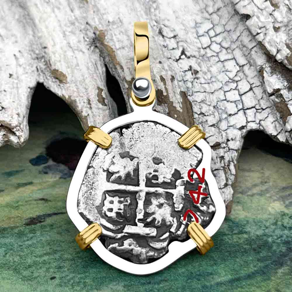 Princess Louisa Shipwreck 1742 1 Reale Piece of Eight 14K Gold &amp; Sterling Silver Pendant