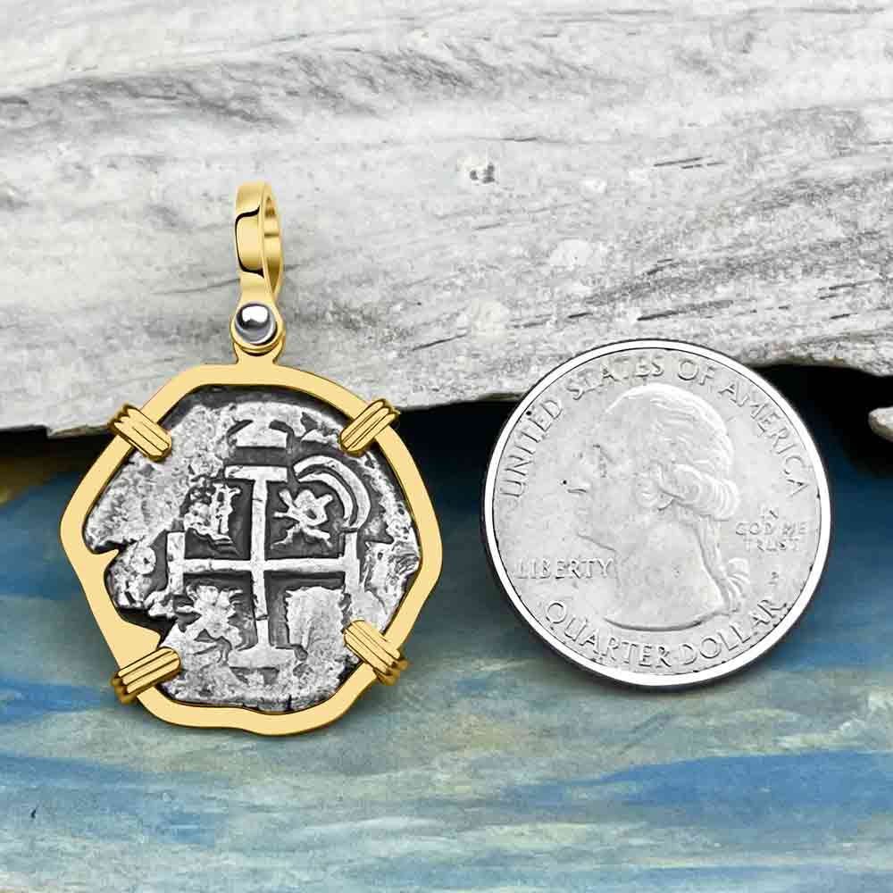 Princess Louisa Shipwreck 1735 2 Reale Piece of Eight 14K Gold Pendant