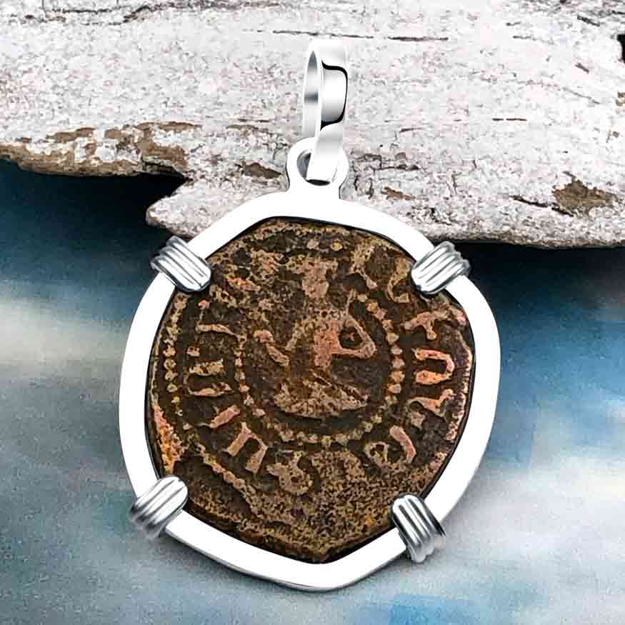 Knights Templar Era Cilician Armenia Crusader Coin of Faith, Courage &amp; Honor circa 1250 AD Sterling Silver Pendant