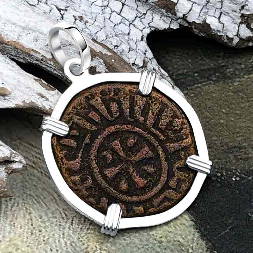 Knights Templar Era Cilician Armenia Crusader Coin of Faith, Courage &amp; Honor circa 1250 AD Sterling Silver Pendant