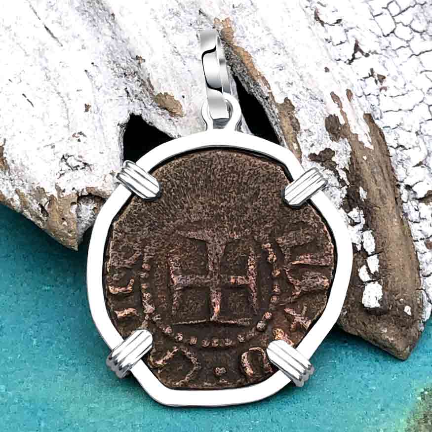 Knights Templar Era Cilician Armenia Crusader Coin of Faith, Courage &amp; Honor circa 1250 AD Sterling Silver Pendant