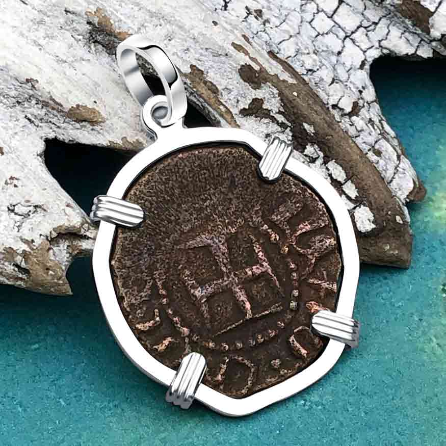 Knights Templar Era Cilician Armenia Crusader Coin of Faith, Courage &amp; Honor circa 1250 AD Sterling Silver Pendant