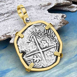STUNNING Mel Fisher's Atocha Rare 2 Reale Shipwreck Coin 14K Gold Pendant 