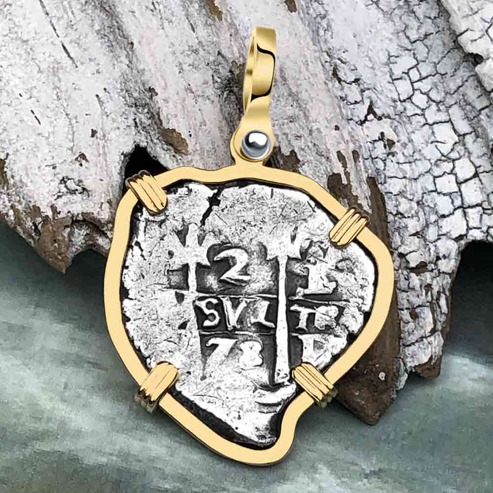 Heart Shaped Dated 1678 Consolacion Shipwreck Pirate Era 2 Reale Cob 14K Gold Pendant