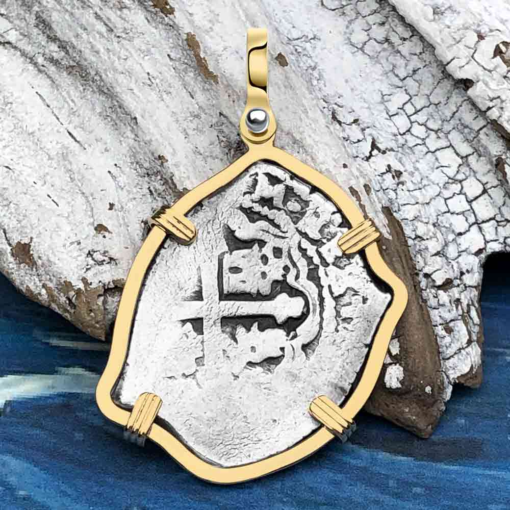 1715 Fleet Shipwreck Spanish 2 Reale &quot;Piece of 8&quot; 14K Gold Pendant