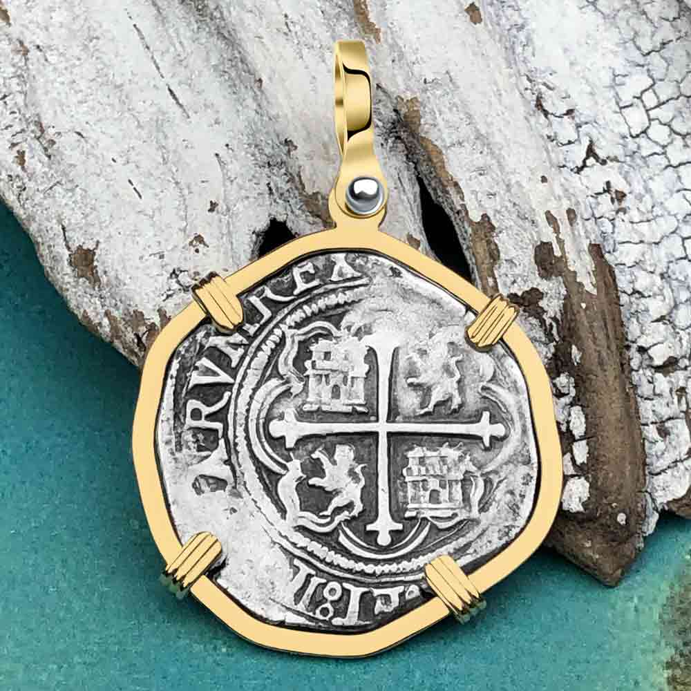 STUNNING Pirate Era Circa 1579 Spanish 1 Reale Cob Piece of 8 14K Gold Pendant