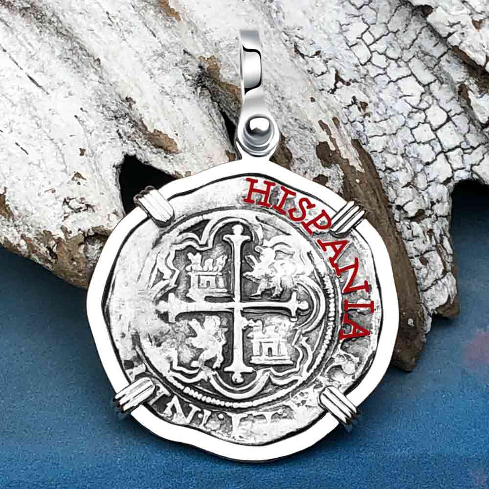 STUNNING Pirate Era Circa 1579 Spanish 1 Reale Cob Piece of 8 14K White Gold Pendant