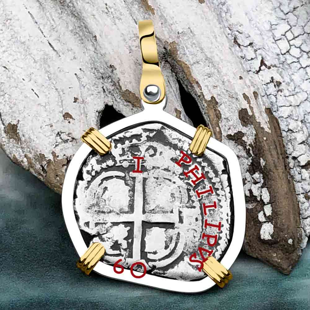 1660 Consolacion Shipwreck Pirate Era Spanish 1 Reale Piece of 8 14K Gold & Sterling Silver Pendant