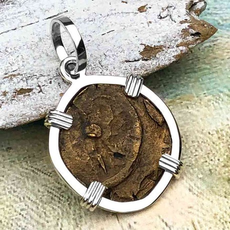 Biblical Widow's Mite in a Sterling Silver Pendant