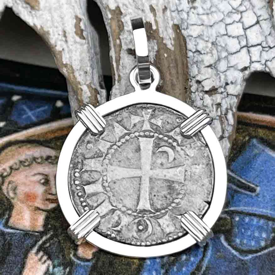 Templar Knights Era Antioch Crusader Medieval Silver Denier &quot;Helmet Head&quot; Coin of the Crusades Sterling Silver Pendant 