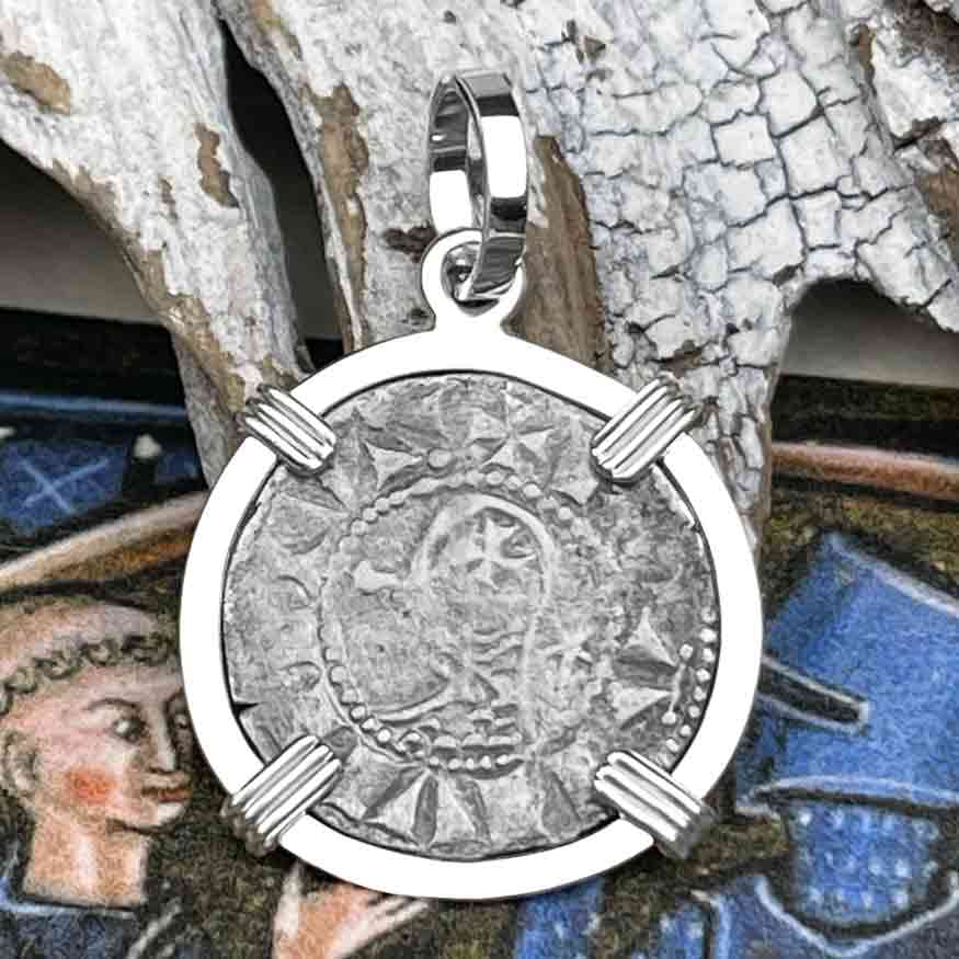 Templar Knights Era Antioch Crusader Medieval Silver Denier &quot;Helmet Head&quot; Coin of the Crusades Sterling Silver Pendant 