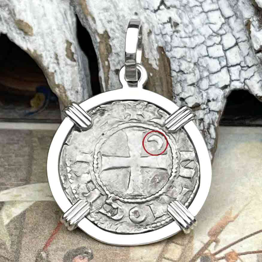 Templar Knights Era Antioch Crusader Medieval Silver Denier &quot;Helmet Head&quot; Coin of the Crusades Sterling Silver Pendant 