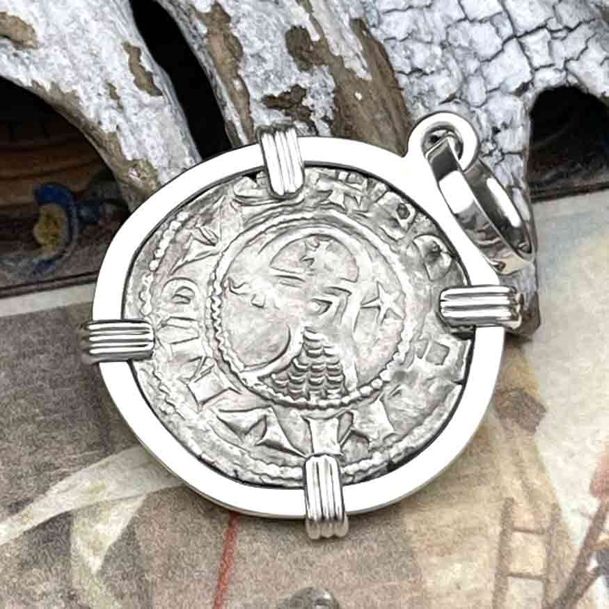 Templar Knights Era Antioch Crusader Medieval Silver Denier &quot;Helmet Head&quot; Coin of the Crusades Sterling Silver Pendant 