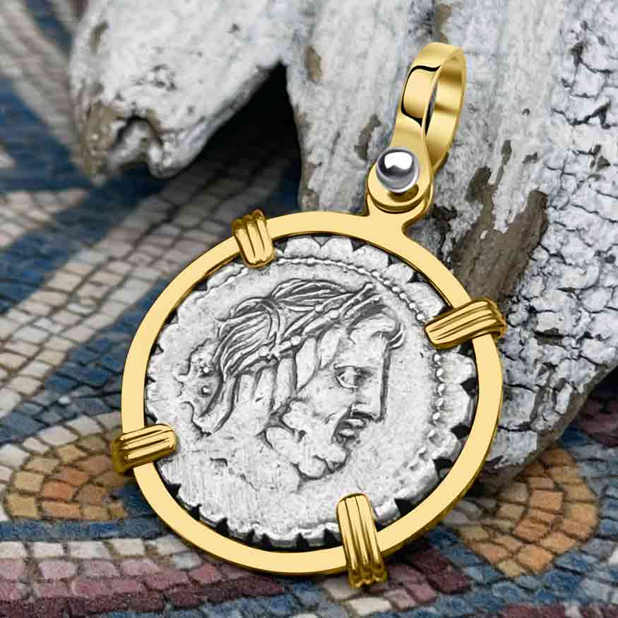 Gold Necklace Genuine Roman Coin Necklace Roman Silver Jupiter