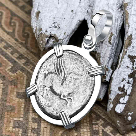 Roman Republic Silver Denarius 90 BC Pegasus Sterling Silver Pendant