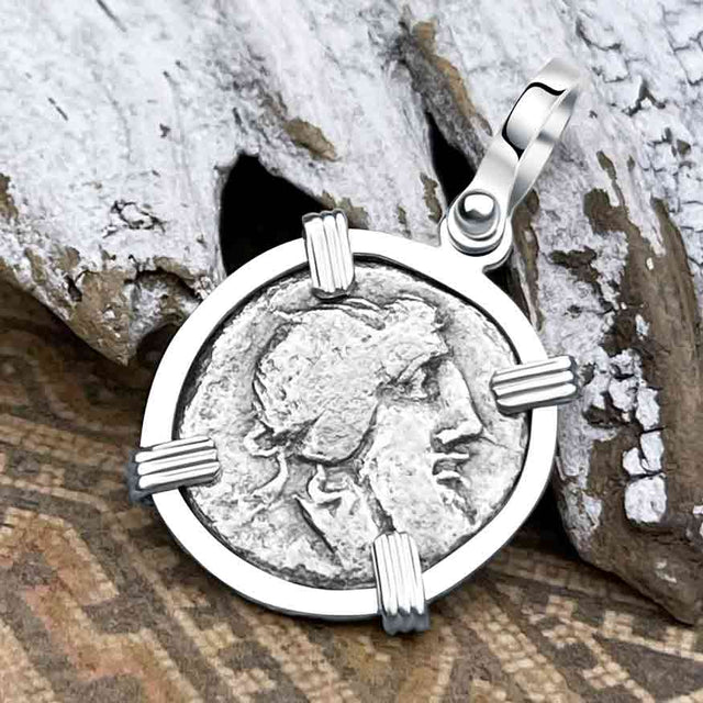 Roman Republic Silver Denarius 90 BC Pegasus Sterling Silver Pendant