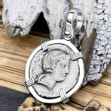 Roman Republic Silver Denarius 77 BC Roma & Victory Sterling Silver Pendant