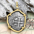 Pirate Era 1752 Spanish 4 Reale Piece of Eight 14K Gold Pendant