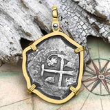 Pirate Era 1752 Spanish 4 Reale Piece of Eight 14K Gold Pendant