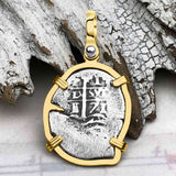 Pirate Era 1671 Spanish 1 Reale Cob Piece of Eight 14K Gold Pendant