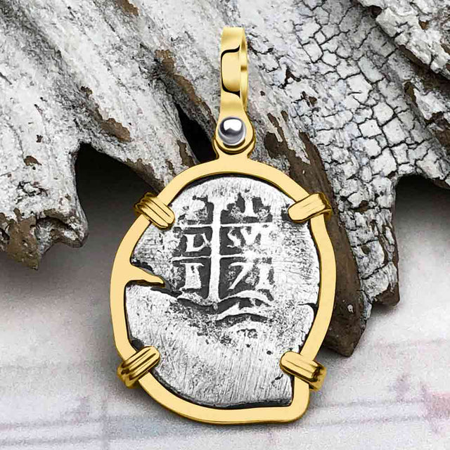 Pirate Era 1671 Spanish 1 Reale Cob Piece of Eight 14K Gold Pendant