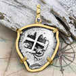 Heart Shaped Pirate Era 1753 Spanish 4 Reale Piece of Eight 14K Gold Pendant