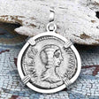 Roman Empire Silver Denarius Coin of Empress Julia Domna 196 AD Sterling Silver Pendant