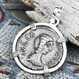 Roman Empire Silver Denarius Coin of Empress Julia Domna 196 AD Sterling Silver Pendant