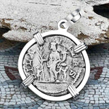 Roman Empire Silver Denarius Coin of Empress Julia Domna 196 AD Sterling Silver Pendant