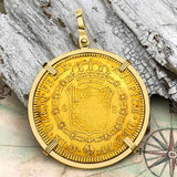 1783 Spanish 22K Gold 8 Escudo Portrait Coin - the Legendary Doubloon - 18K Gold Pendant