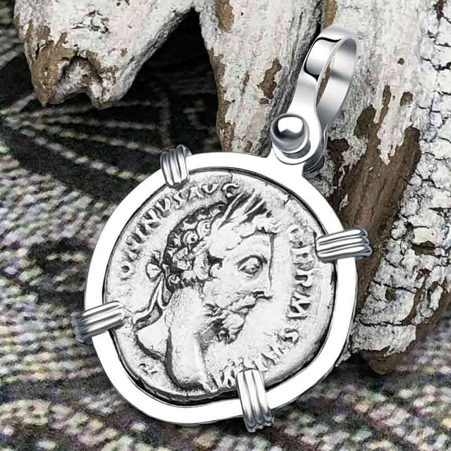 Roman Empire Silver Denarius Coin of Marcus Aurelius, the Philosopher Warrior 175 AD Sterling Silver Pendant