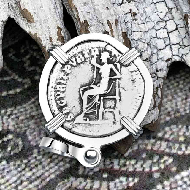 Roman Empire Silver Denarius Coin of Marcus Aurelius, the Philosopher Warrior 175 AD Sterling Silver Pendant