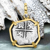 Pirate Era circa 1620 Spanish 2 Reale Piece of Eight 14K Gold Pendant