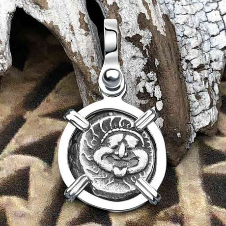Ancient Greek Gorgon & Anchor Symbol of Protection Silver Drachm 400 BC Sterling Silver