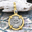Ancient Greek Gorgon & Anchor Symbols of Protection & Hope Silver Drachm 400 BC 14K Gold Pendant