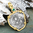 STUNNING Heart Shaped Pirate Era 1660 Spanish 1 Reale Cob Piece of 8 14K Gold with Emerald Pendant