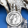 Roman Republic Silver Denarius 114 BC Roma & the Horseman 14K White Gold Pendant
