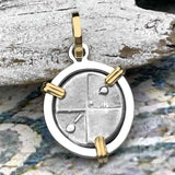 Ancient Greek Lion Hemidrachm 400 BC 14K Gold and Sterling Silver Pendant