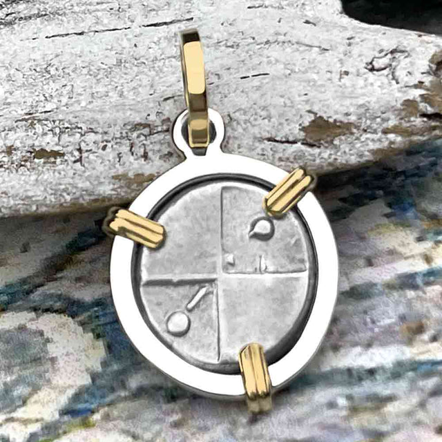 Ancient Greek Lion Hemidrachm 400 BC 14K Gold and Sterling Silver Pendant