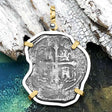 Concepcion Shipwreck 4 Reale Silver Piece of 8 14K Gold and Sterling Silver Pendant 